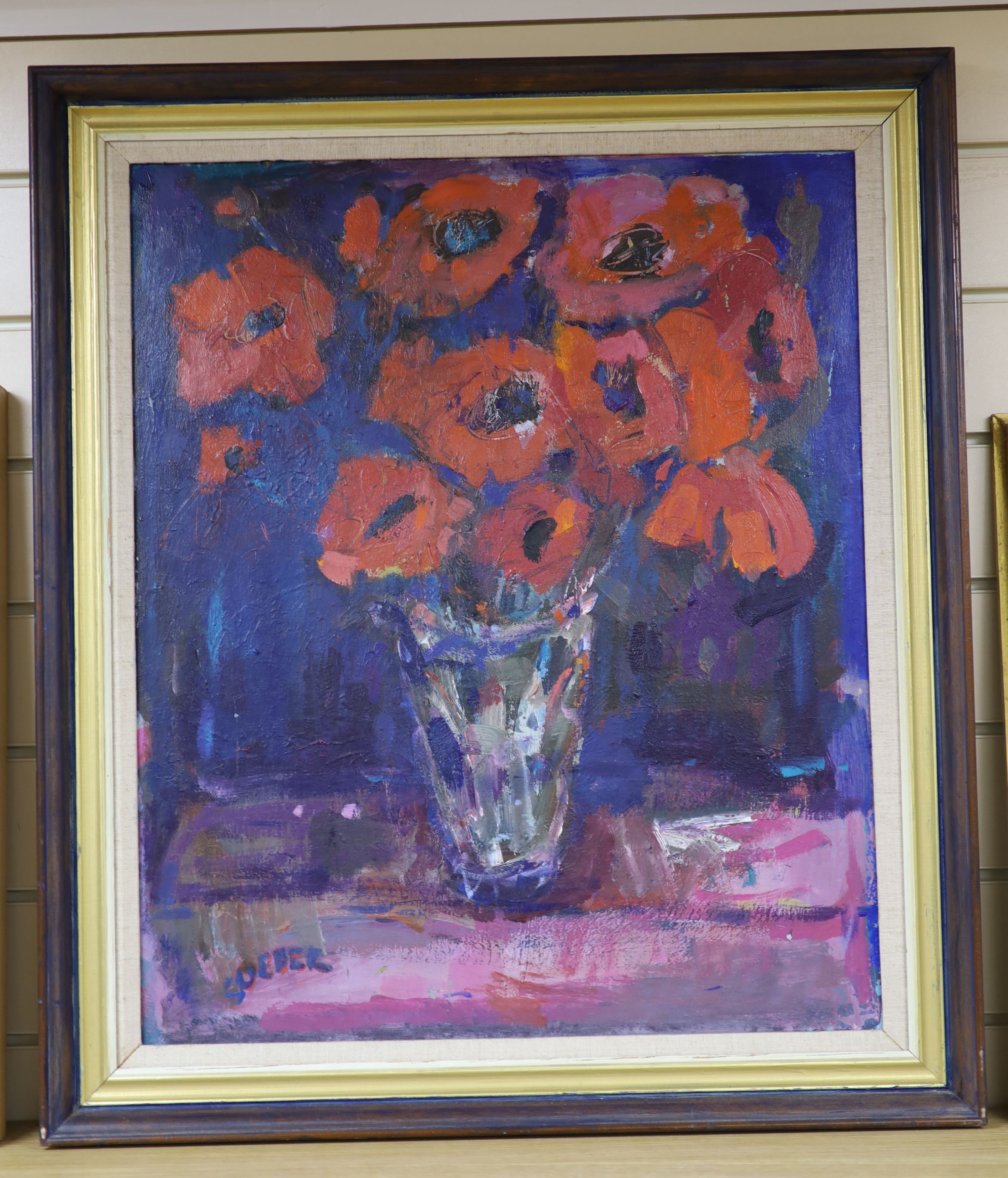Jane Soeder (1934-), oil on board, Poppies, 1991, signed, 60 x 50cm